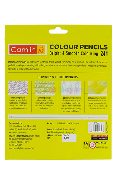 Camlin 24-Shade Full Size Colour Pencil Set (Assorted)