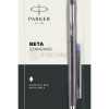Parker Beta Standard Fountain Pen (Chrome Trim, 1 Ink Cart Free)